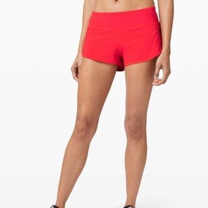 Lululemon Speed up Carnation Red Mid-rise 4” shorts